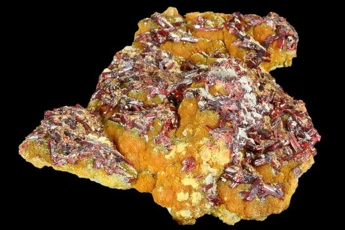 Realgar Crystals on Yellow-Orange Orpiment - Peru #110175
